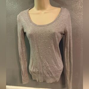 Candie's Gray Sweater with Rhinestone Accents